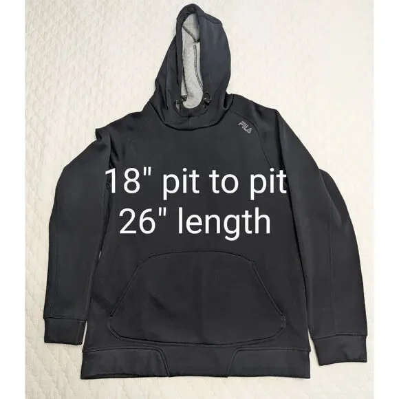 ✨ FILA Sport Hoodie Men's M Black Pullover Preowned - Picture 4 of 7